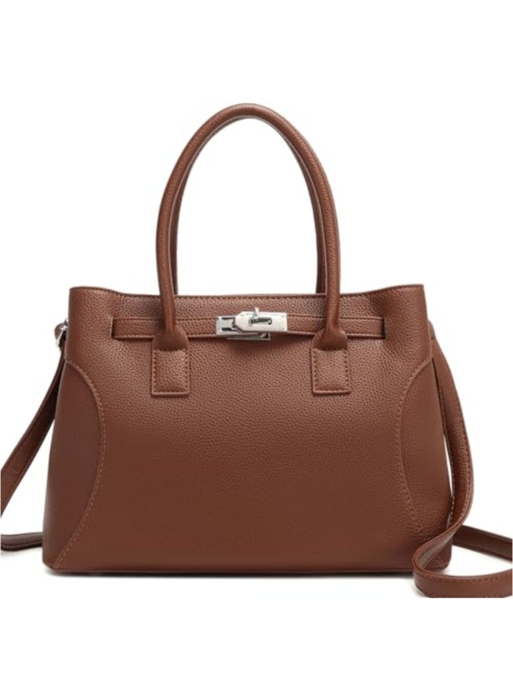 Vegan Leather Satchel Handbag Women Structured Top Handle Purse with Crossbody